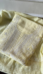 Load image into Gallery viewer, Women's Lakhnavi Handcrafted Mul Chanderi Unstitched Kurta And Dupatta Set - HONC0280845