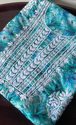Load image into Gallery viewer, Women's Lakhnavi Handcrafted Cotton Chikankari Unstitched Kurti Fabric - HONC0315332