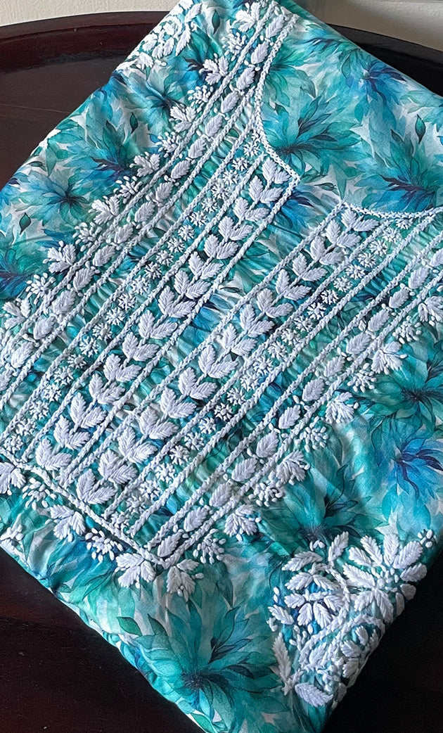 Women's Lakhnavi Handcrafted Cotton Chikankari Unstitched Kurti Fabric - HONC0315332