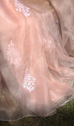 将图像加载到图库查看器中, Women's Lucknowi Handcrafted Pure Organza Silk Chikankari SAREE - HONC0251005