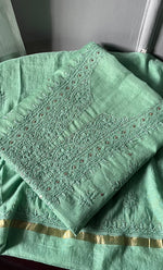 Load image into Gallery viewer, Women's Lakhnavi Handcrafted Mul Chanderi Unstitched Kurta And Dupatta Set- HONC0307448