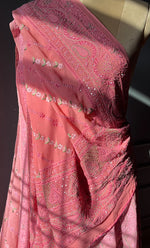 Load image into Gallery viewer, Women's Lakhnavi Handcrafted Bridal Pure Silk Georgette Chikankari Lehenga Set - HONC0269069