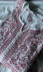 Load image into Gallery viewer, Women's Lakhnavi Handcrafted Mul chanderi Semi -Stitched Kurta And Dupatta Set - HONC0276225