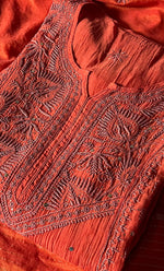 Load image into Gallery viewer, Women's Lakhnavi Handcrafted Mul Chanderi Semi - Stitched Anarkali And Dupatta Set - HONC0282402