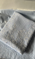 Load image into Gallery viewer, Women's Lakhnavi Handcrafted Maheshwari Mul Chanderi Unstitched Kurta And Dupatta Set - HONC0301245