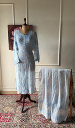 Load image into Gallery viewer, Women's Lakhnavi Handcrafted Mul Chanderi Semi - Stitched Chikankari Full Suit Material - HONC0359801