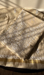 将图像加载到图库查看器中, Women's Lakhnavi Handcrafted Tissue Chanderi Unstitched Kurta And Dupatta Set - HONC0284690