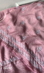 Load image into Gallery viewer, Women's Lakhnavi Handcrafted Unstitched Munga Silk Chikankari Kurta And Dupatta Set- HONC0274526