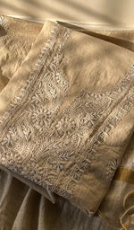 将图像加载到图库查看器中, Women's Lakhnavi Handcrafted Tissue Chanderi Unstitched Kurta And Dupatta Set - HONC0282348