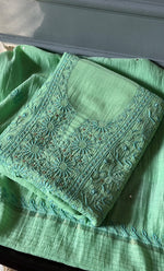 将图像加载到图库查看器中, Women's Lakhnavi Handcrafted Mul Chanderi Unstitched Kurta And Dupatta Set- HONC0280874