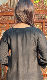 Load image into Gallery viewer, Women's Lucknowi Handcrafted Raw Silk Chikankari Kurti - HONC0224014