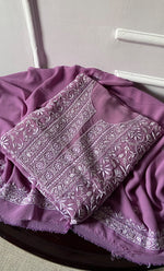 Load image into Gallery viewer, Women's Lakhnavi Handcrafted Pure Silk Georgette Chikankari Suit Material -  HONC0188582