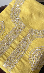Load image into Gallery viewer, Lucknowi Handcrafted Munga Silk Chikankari Unstitched Men's Kurta Fabric - HONC0327310