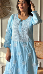 Load image into Gallery viewer, Tayeba Women's Lucknowi Handcrafted Mul Cotton Chikankari Kurti - HONC0133738