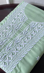 将图像加载到图库查看器中, Women's Lakhnavi Handcrafted Cotton Chikankari Unstitched Kurti Fabric - HONC0318765