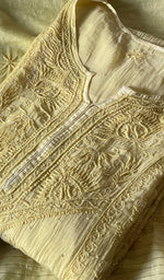 将图像加载到图库查看器中, Women's Lakhnavi Handcrafted Mul Chanderi Chikankari Semi Stitched Kurta And Dupatta Set- HONC0277648