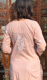 Load image into Gallery viewer, Women's Lakhnavi Handcrafted Cotton Chikankari Kurti - HONC0268667