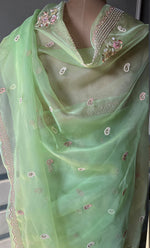 将图像加载到图库查看器中, Inayat Women's Lucknowi Handcrafted Pure Organza Silk Chikankari Saree  - HONC0278819