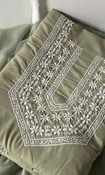Load image into Gallery viewer, Women's Lakhnavi Handcrafted Unstitched Cotton Chikankari Suit Material - HONC0317004