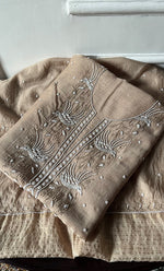 将图像加载到图库查看器中, Chidiya Women's Lakhnavi Handcrafted Mul Chanderi Unstitched Chikankari Full Suit Material - HONC0330322