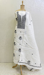 Load image into Gallery viewer, Women's Lakhnavi Handcrafted Cotton Chikankari Kurta And Dupatta Set- HONC0161740