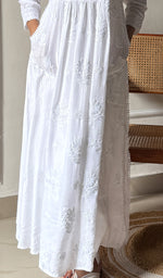 将图像加载到图库查看器中, Women's Lucknowi Handcrafted Muslin Dress - HONC0297132
