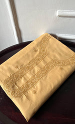 将图像加载到图库查看器中, Lucknowi Handcrafted Cotton Chikankari Unstitched Men's Kurta Fabric - HONC0289839