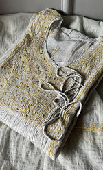 Load image into Gallery viewer, Women's Lakhnavi Handcrafted Mul Chanderi Semi - Stitched Angrakha And Dupatta Set - HONC0284715