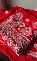 Load image into Gallery viewer, Women's Lakhnavi Handcrafted Unstitched Faux-Georgette Chikankari Suit Material - HONC0311928