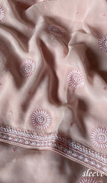 Load image into Gallery viewer, Women's Lakhnavi Handcrafted Pure Silk Georgette Chikankari Full Suit Fabric- HONC0160744