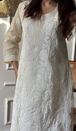 Load image into Gallery viewer, Women's Lakhnavi Handcrafted Cotton Chikankari Kurti - HONC0356935