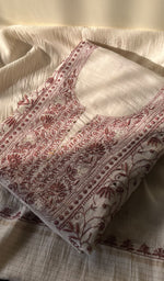 Load image into Gallery viewer, Women's Lakhnavi Handcrafted Maheshwari Mul Chanderi Unstitched Kurta And Dupatta Set - HONC0271873