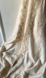 Load image into Gallery viewer, Women's Lakhnavi Handcrafted Munga Silk Chikankari Dupatta - HONC0180051