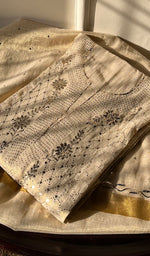 Load image into Gallery viewer, Women's Lakhnavi Handcrafted Tissue Chanderi Chikankari Semi Stitched Kurta And Dupatta Set - HONC0299454