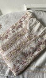 Load image into Gallery viewer, Women's Lakhnavi Handcrafted Mul Chanderi Semi - stitched Kurta And Dupatta Set- HONC0314870