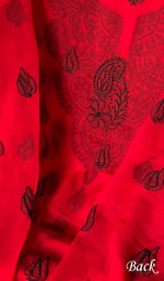 Load image into Gallery viewer, Red Color Women Lucknowi Handcrafted Faux-Georgette Chikankari Semi - Stitched Suit Material