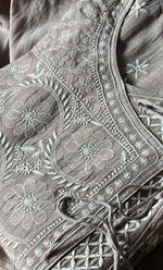 将图像加载到图库查看器中, Women's Lakhnavi Handcrafted Mul Chanderi Semi - Stitched Angrakha And Dupatta Set - HONC0289490