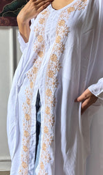 Load image into Gallery viewer, Women's Lucknowi Handcrafted Cotton Chikankari Kaftan - HONC0352340