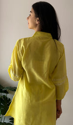 Load image into Gallery viewer, Sarah Women's Lakhnavi Handcrafted Chanderi Silk Chikankari Top And Pant Set - HONC0332557