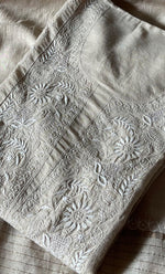 Load image into Gallery viewer, Women's Lakhnavi Handcrafted Munga Silk Semi - Stitched Chikankari Kurta And Dupatta Set- HONC0265423