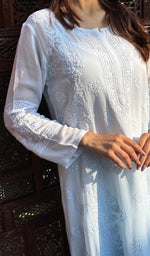 将图像加载到图库查看器中, Women's Lakhnavi Handcrafted Viscose Georgette Chikankari Kurti - HONC0207846