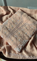 Load image into Gallery viewer, Women's Lakhnavi Handcrafted Mul Chanderi Unstitched Kurta And Dupatta Set- HONC0312988