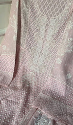Load image into Gallery viewer, Sumbul Women's Lakhnavi Handcrafted Mul Chanderi Semi - Stitched Kurta And Dupatta Set - HONC00004