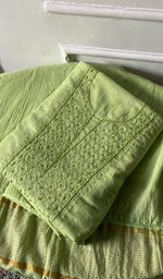将图像加载到图库查看器中, Women's Lakhnavi Handcrafted Mul Chanderi Unstitched Chikankari Full Suit Material - HONC0328111