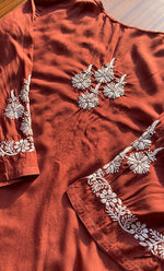 将图像加载到图库查看器中, Women's Lucknowi Handcrafted Modal Cotton Chikankari Kurti - HONC0298733