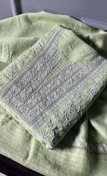 Load image into Gallery viewer, Women's Lakhnavi Handcrafted Munga Silk Chikankari Kurta And Dupatta Set- HONC0278122