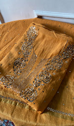 Load image into Gallery viewer, Women's Lakhnavi Handcrafted Mul Chanderi Unstitched Kurta And Dupatta Set - HONC0322424