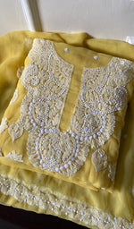 Load image into Gallery viewer, Women's Lucknowi Handcrafted Faux-Georgette Chikankari Suit Material - HONC0263003