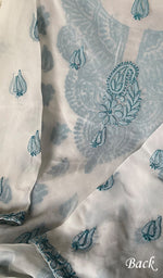 Load image into Gallery viewer, White Color Women Lucknowi Handcrafted Faux-Georgette Chikankari Semi - Stitched Suit Material