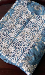 将图像加载到图库查看器中, Women's Lakhnavi Handcrafted Cotton Chikankari Unstitched Kurti Fabric - HONC0315329